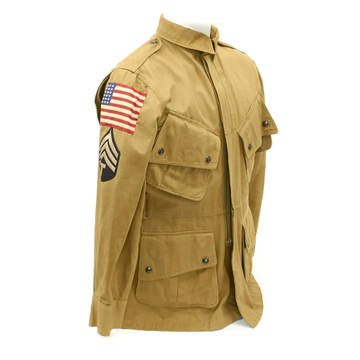 Original U.S. WWII 101st Airborne M1942 Paratrooper Jacket with Invasion Flag Patch