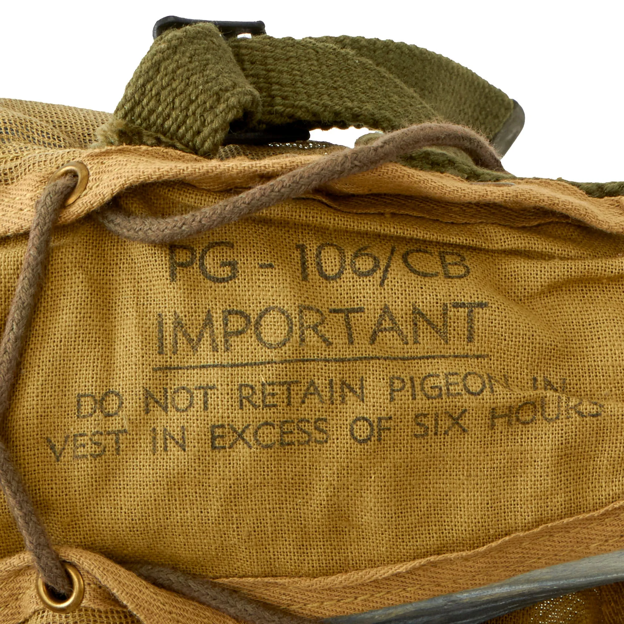 Original U.S. WWII Army Messenger Pigeon PG-102/CB Wooden Carrier with Message Books, PG-67 Message Capsules, Vest and (3) Wooden Decoys - A.A.F. Tank Museum