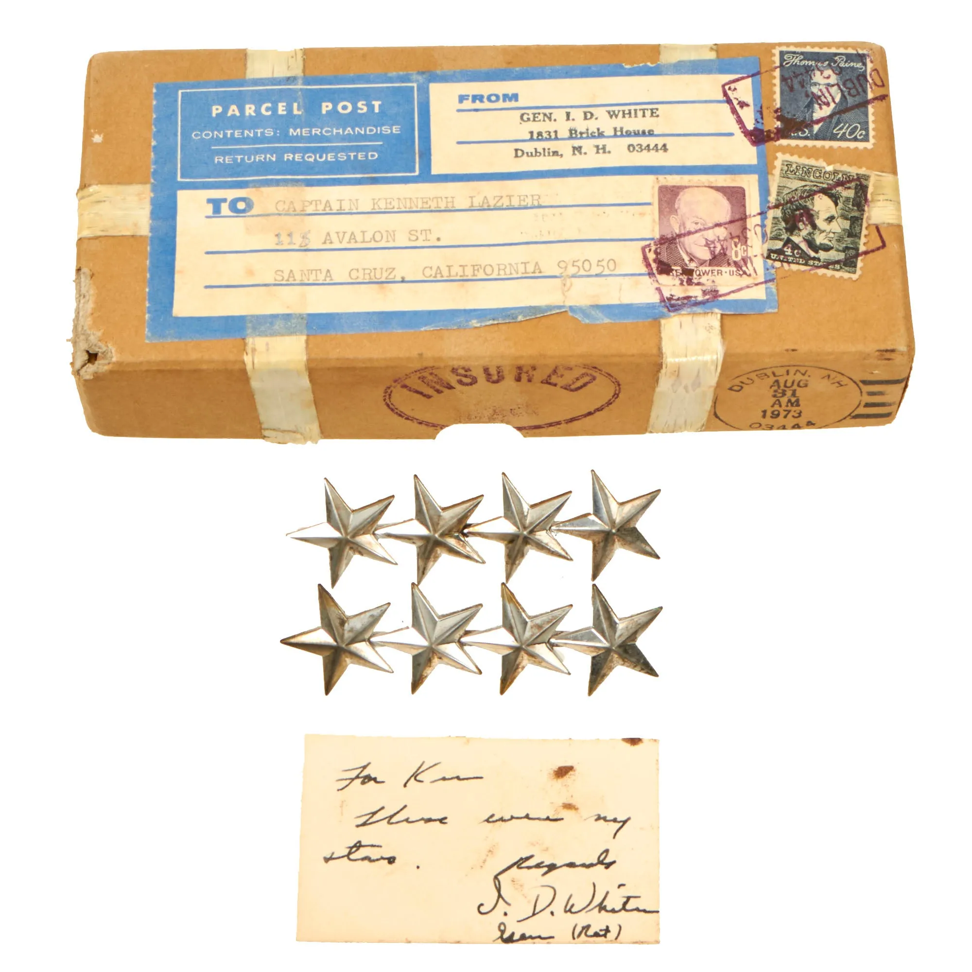 Original U.S. WWII “Mr. Armor” General Isaac D. White General’s Stars in Original Shipping Box