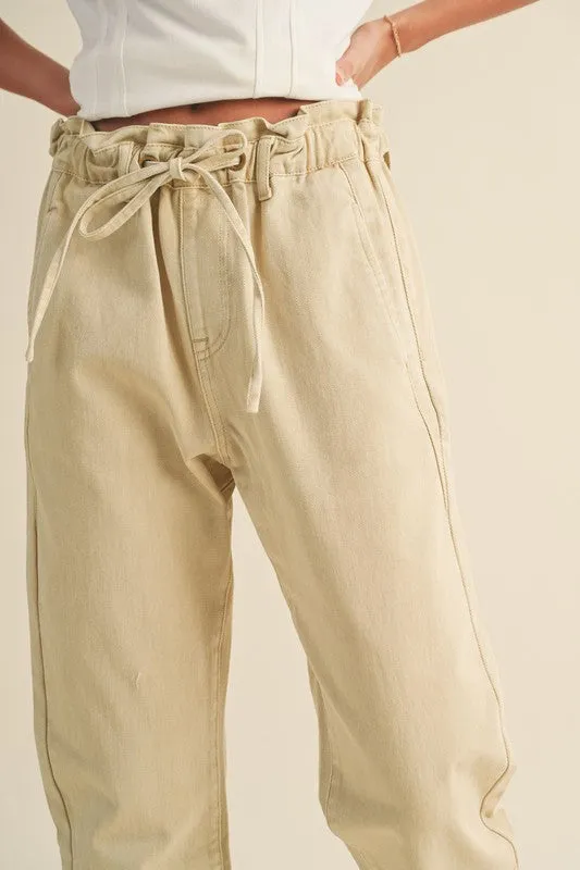 Paperbag Waist Washed Pants