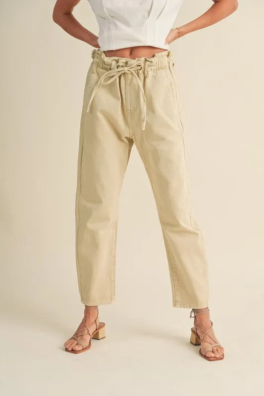 Paperbag Waist Washed Pants