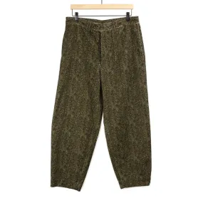 Pegtop pants in tweed screen printed cotton corduroy