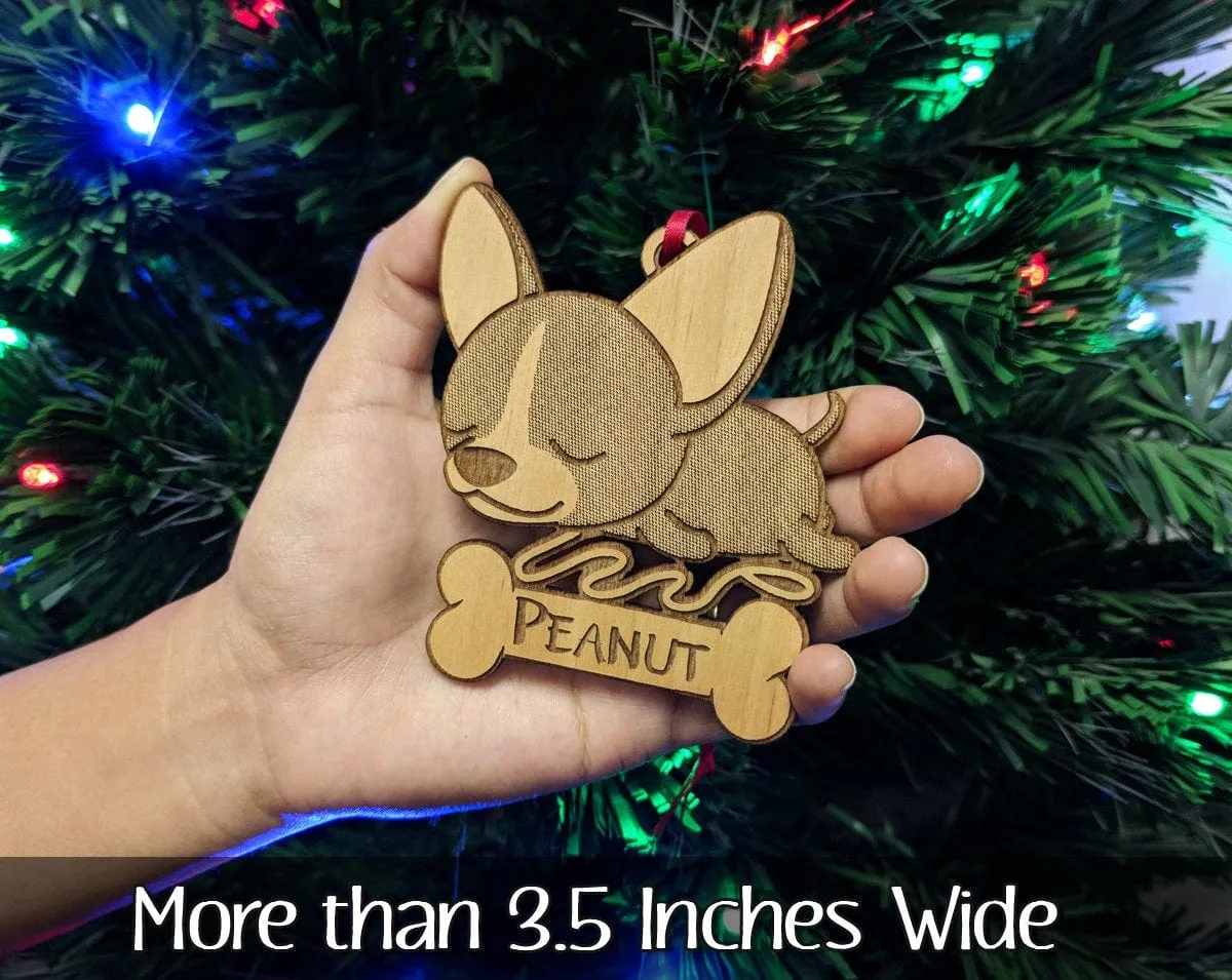 Personalized Chihuahua Teacup Dog Ornament Rescue Puppy Announcement Gift for Family Adoption Birthday Custom Christmas Tree Decor for Kids