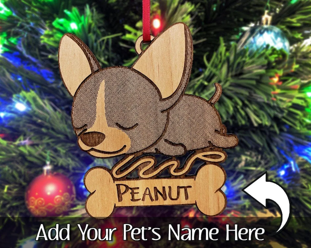 Personalized Chihuahua Teacup Dog Ornament Rescue Puppy Announcement Gift for Family Adoption Birthday Custom Christmas Tree Decor for Kids