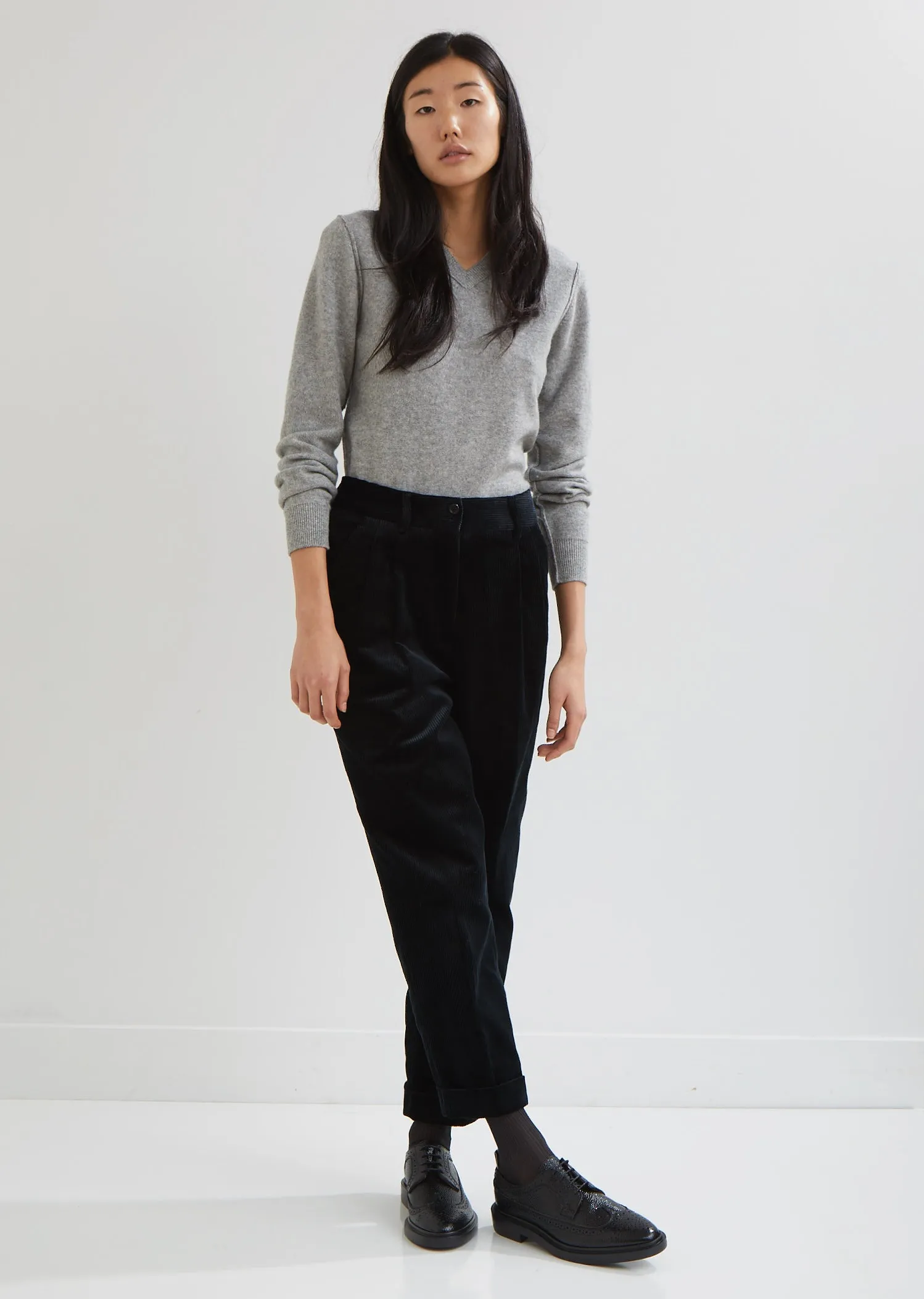 Pleat Pocket Corduroy Trousers