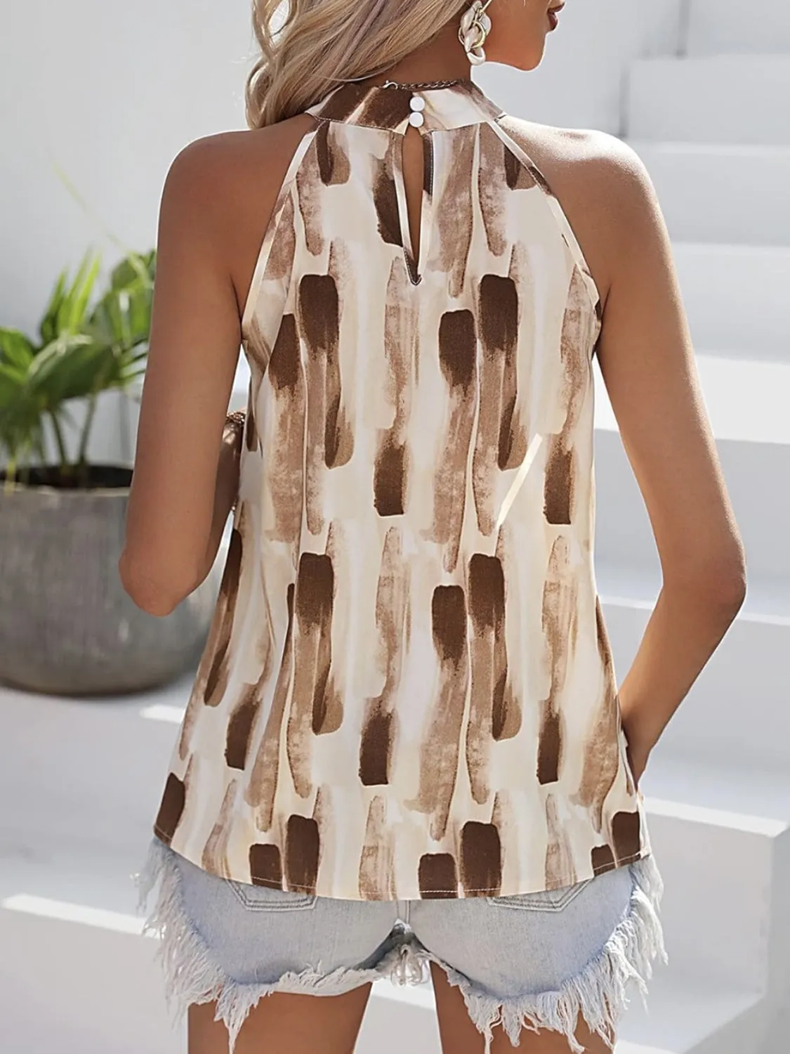 Printed Mock Neck Tank