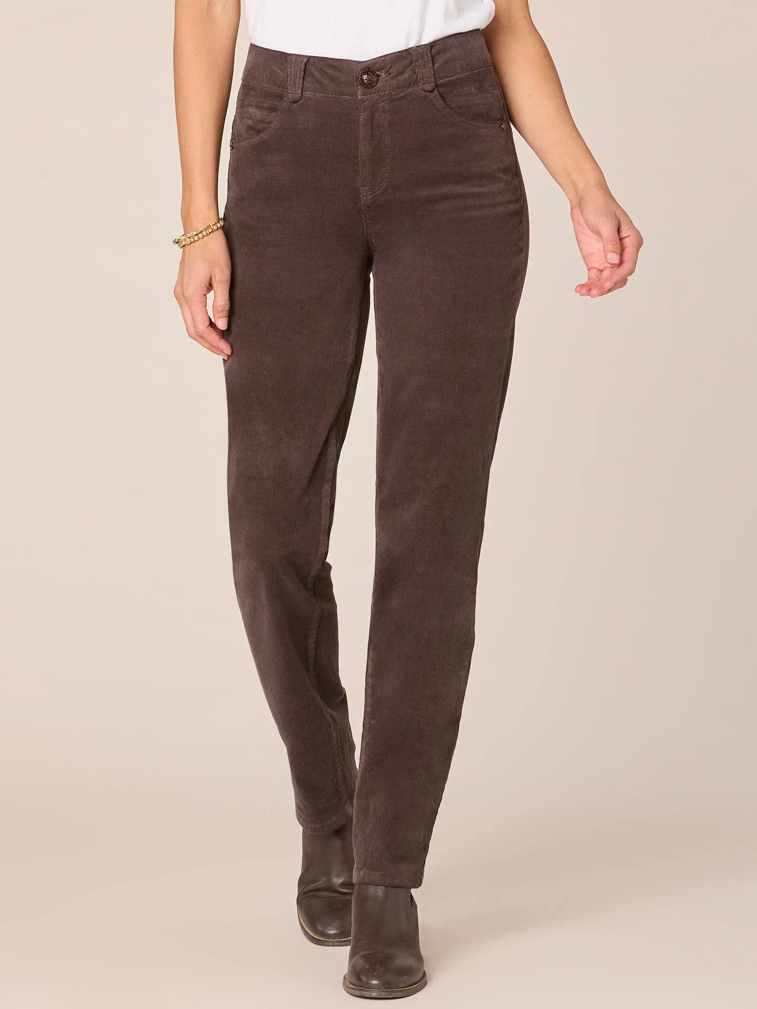 "Ab"solution® Petite Corduroy Straight Leg Pants