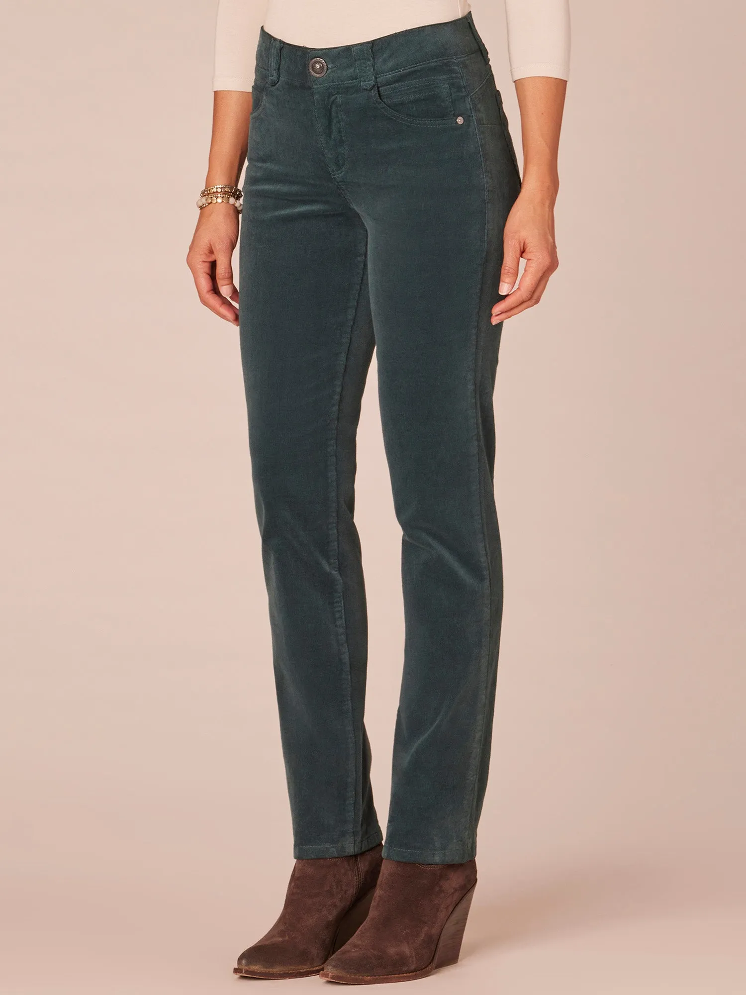 "Ab"solution® Petite Corduroy Straight Leg Pants