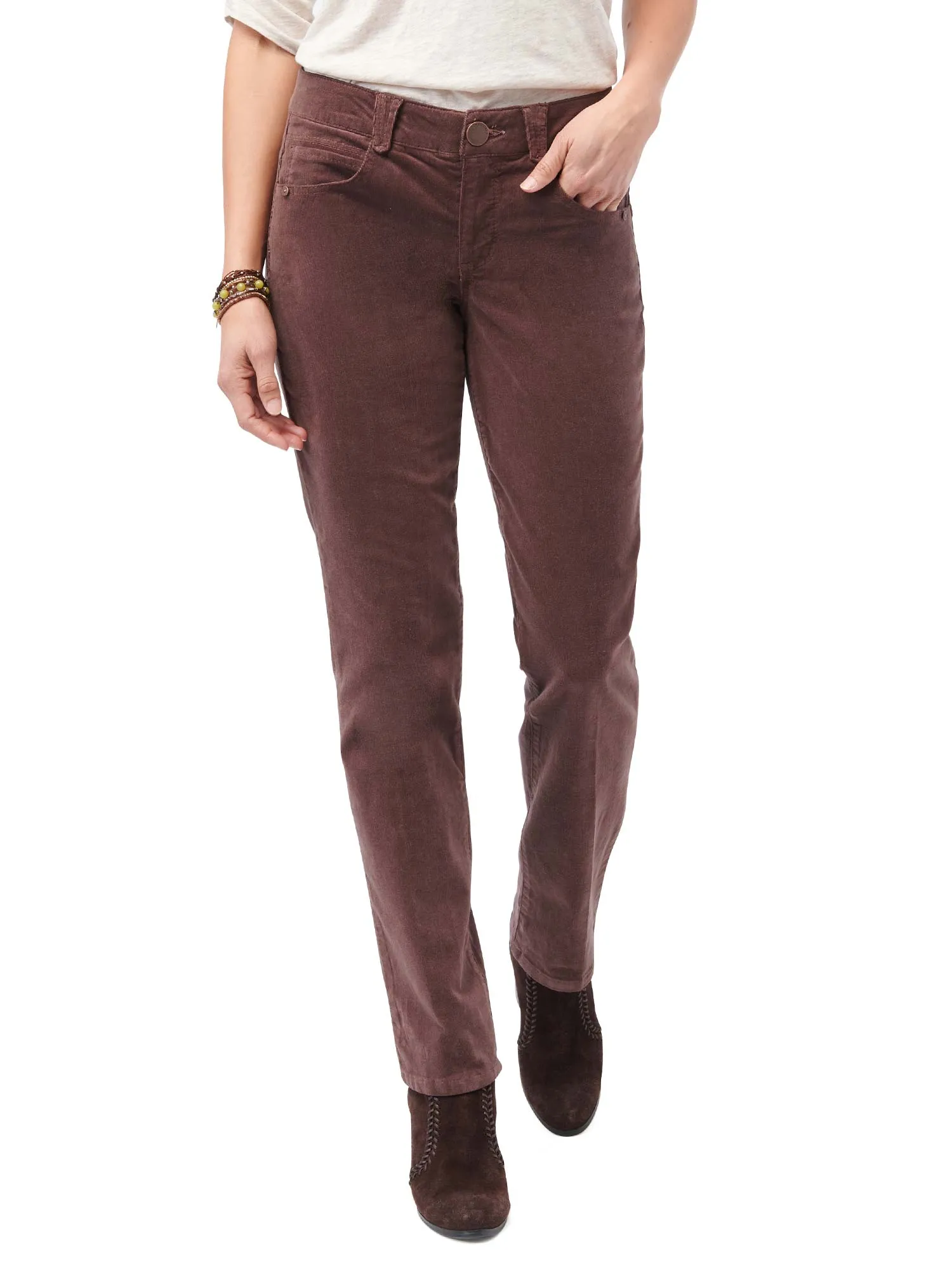 "Ab"solution® Petite Corduroy Straight Leg Pants