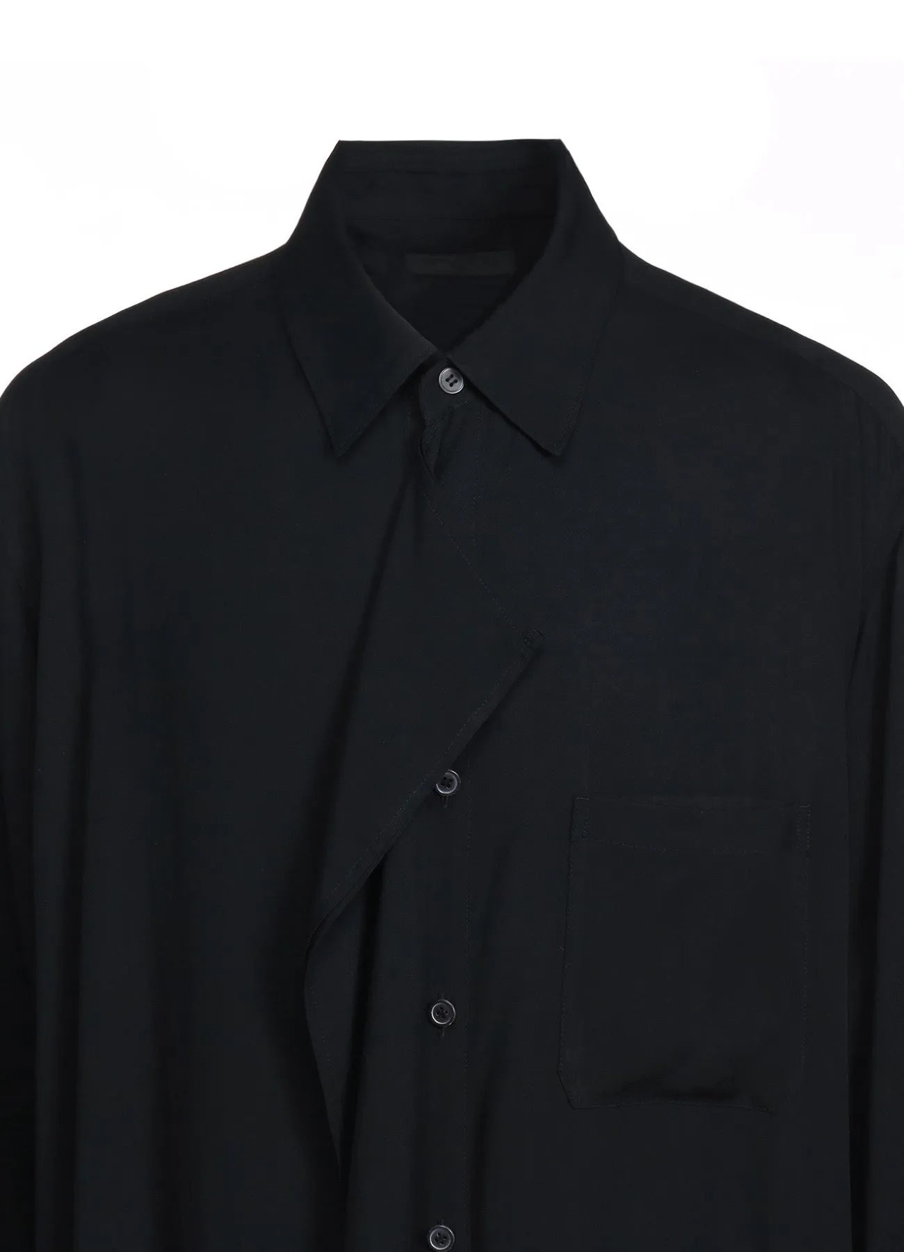 RAYON WASHER TWILL DOUBLE-TAILORED FRONT DRAPED SHIRT