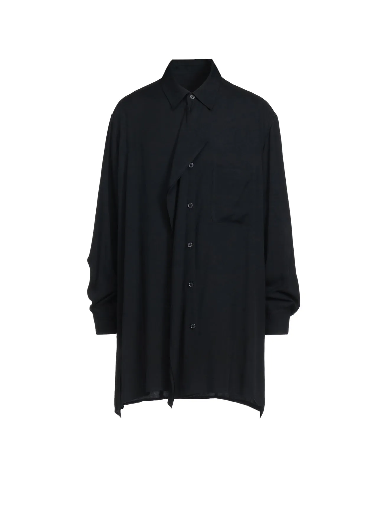 RAYON WASHER TWILL DOUBLE-TAILORED FRONT DRAPED SHIRT