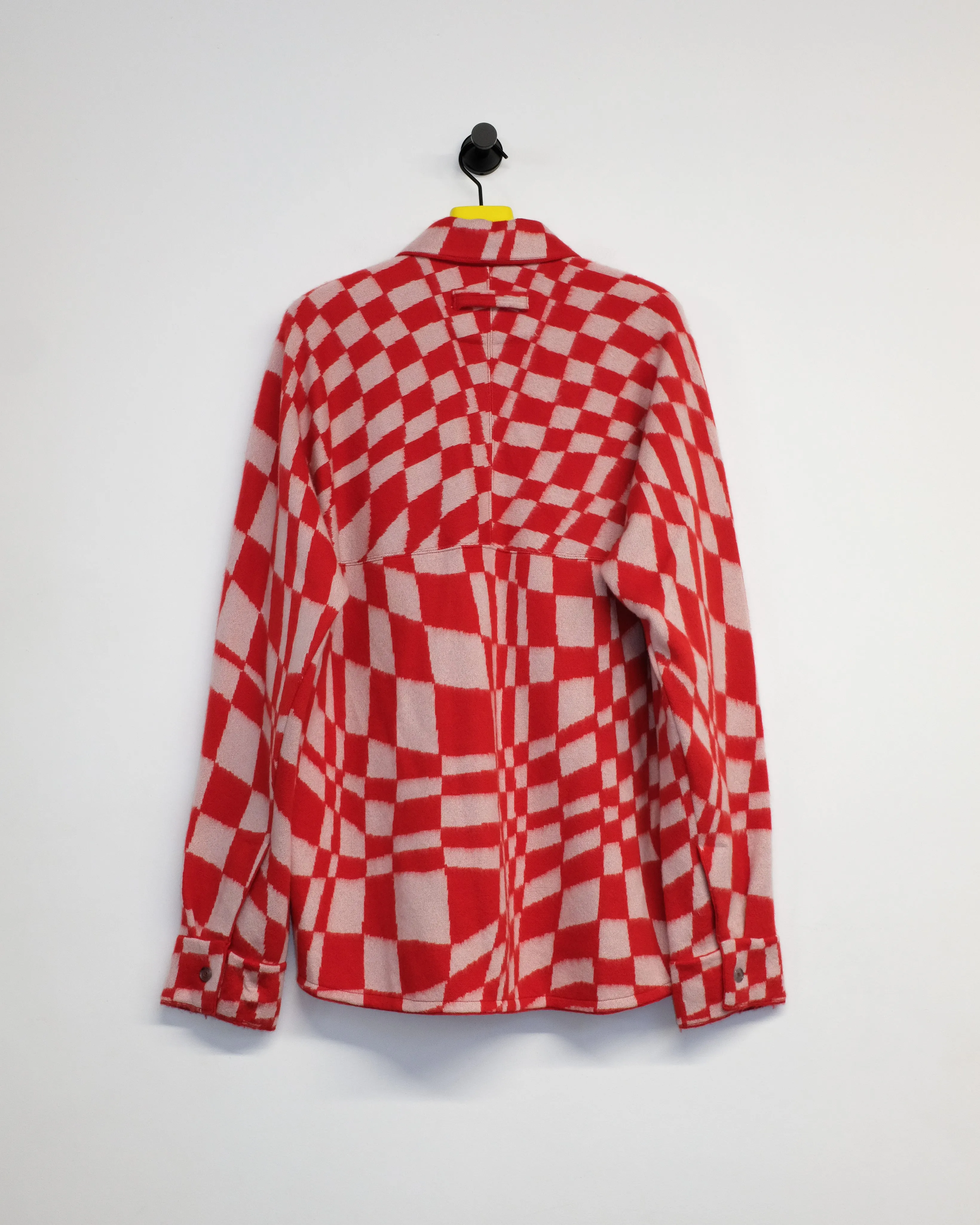 Red Check Cashmere & Silk Blend Brushed Shirt