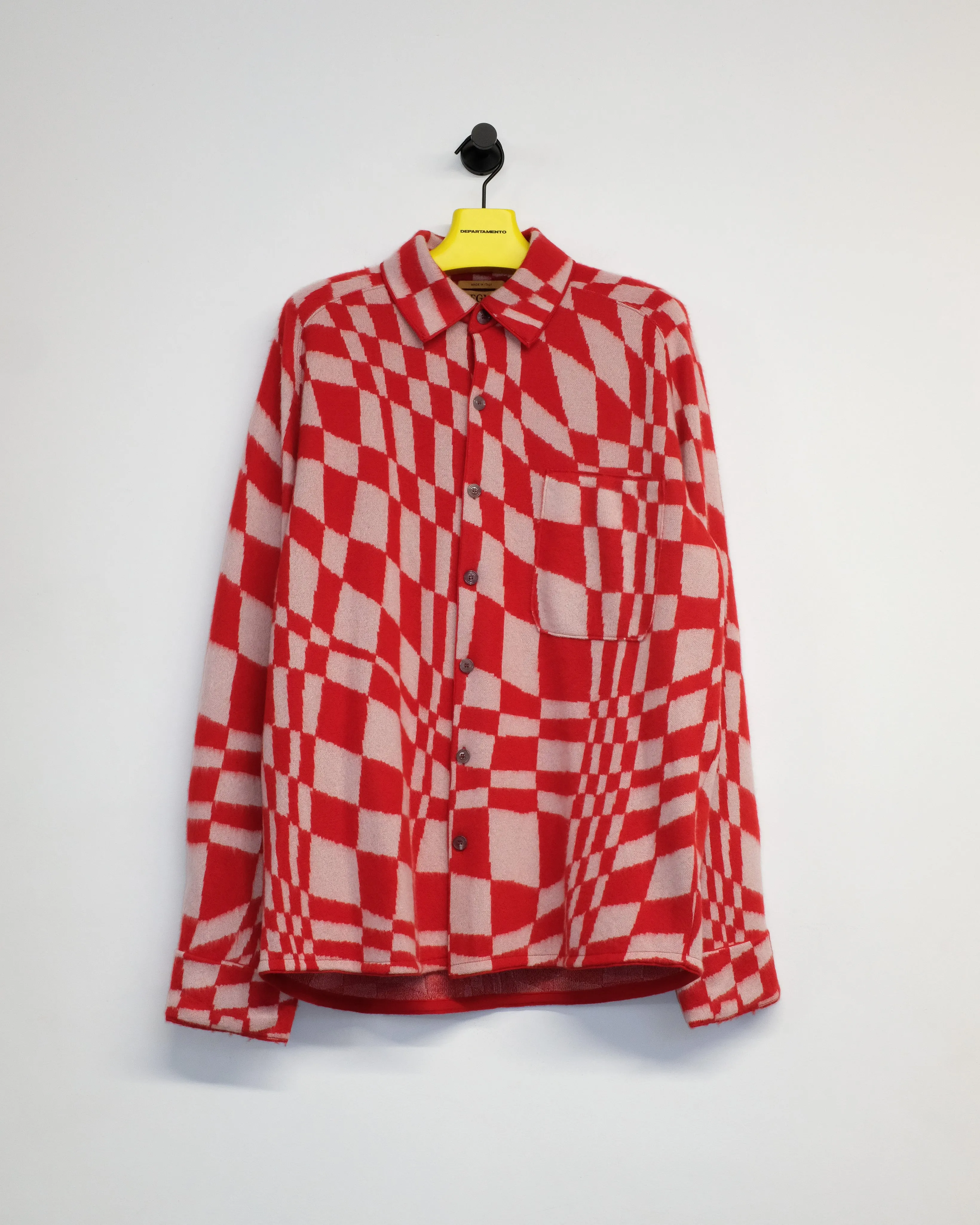 Red Check Cashmere & Silk Blend Brushed Shirt