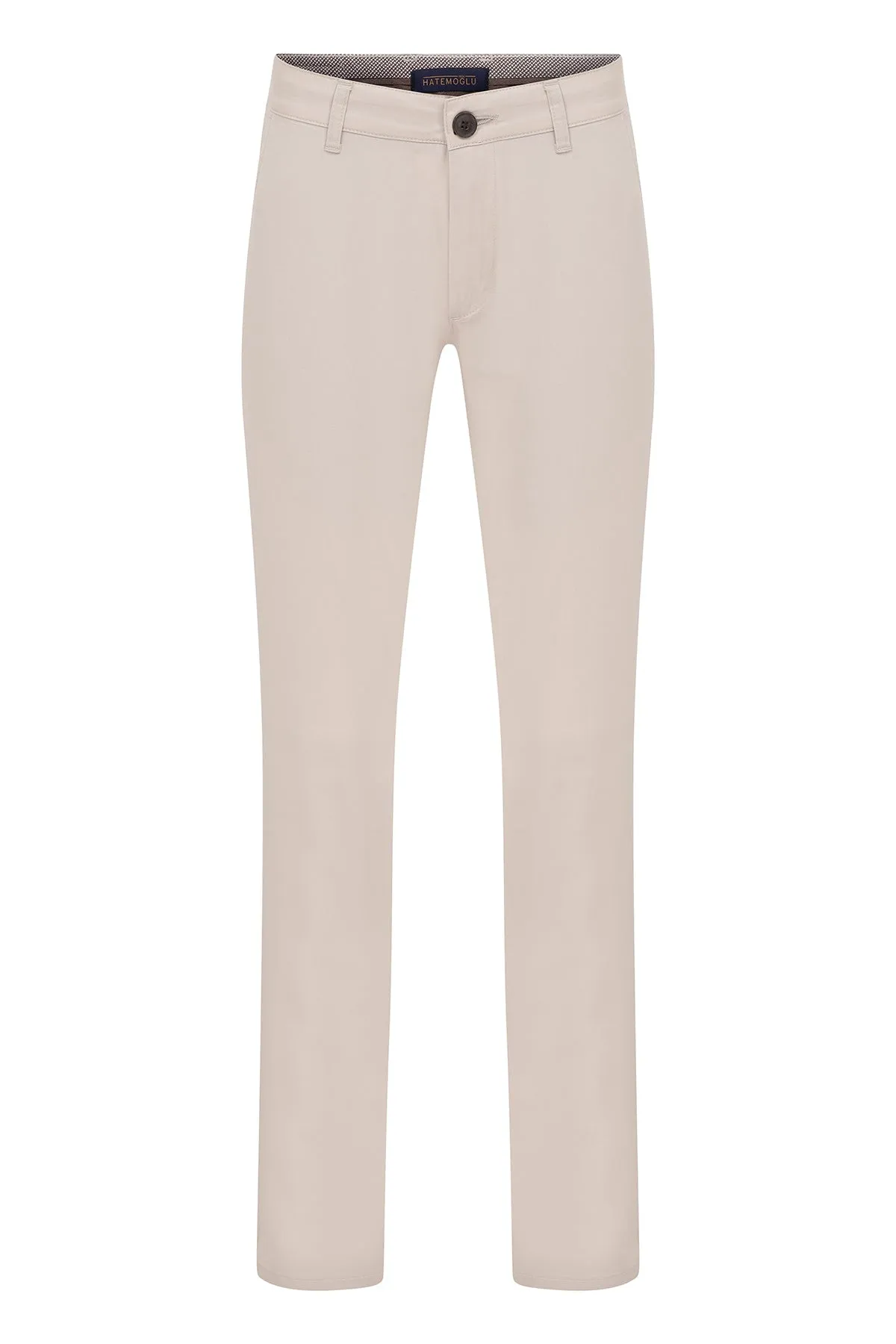 Regular Fit Side Pocket Low Waist Beige Cotton Casual Pants