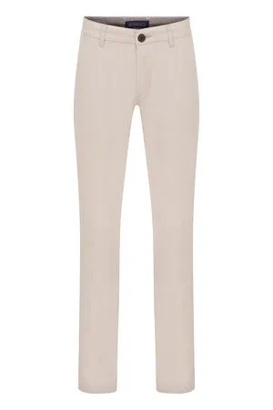 Regular Fit Side Pocket Low Waist Beige Cotton Casual Pants