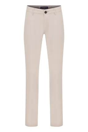 Regular Fit Side Pocket Low Waist Beige Cotton Casual Pants