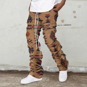 Retro ethnic style polar fleece street trousers