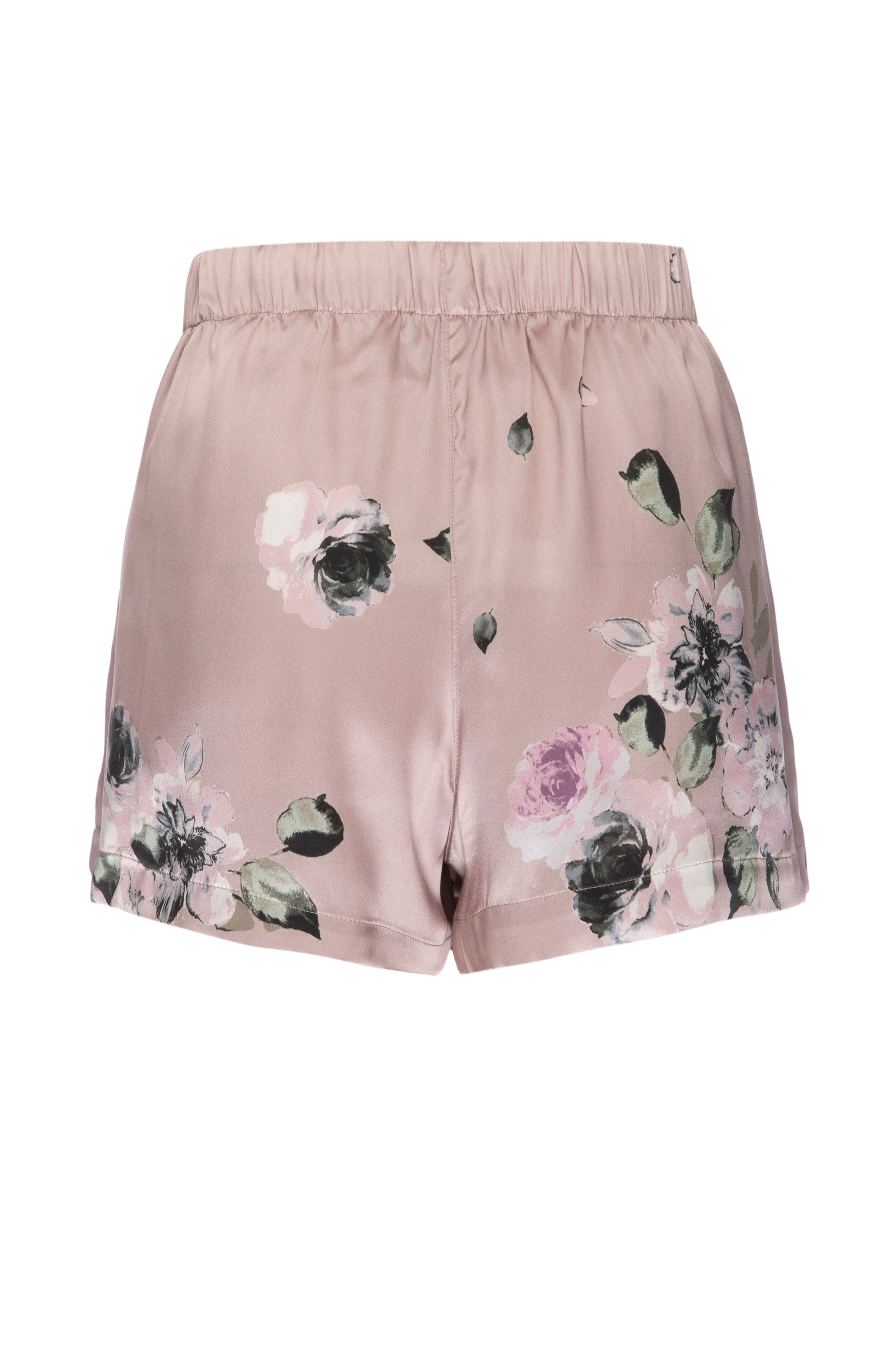 Silk Charmeuse PJ Shorts: Champagne Floral Print