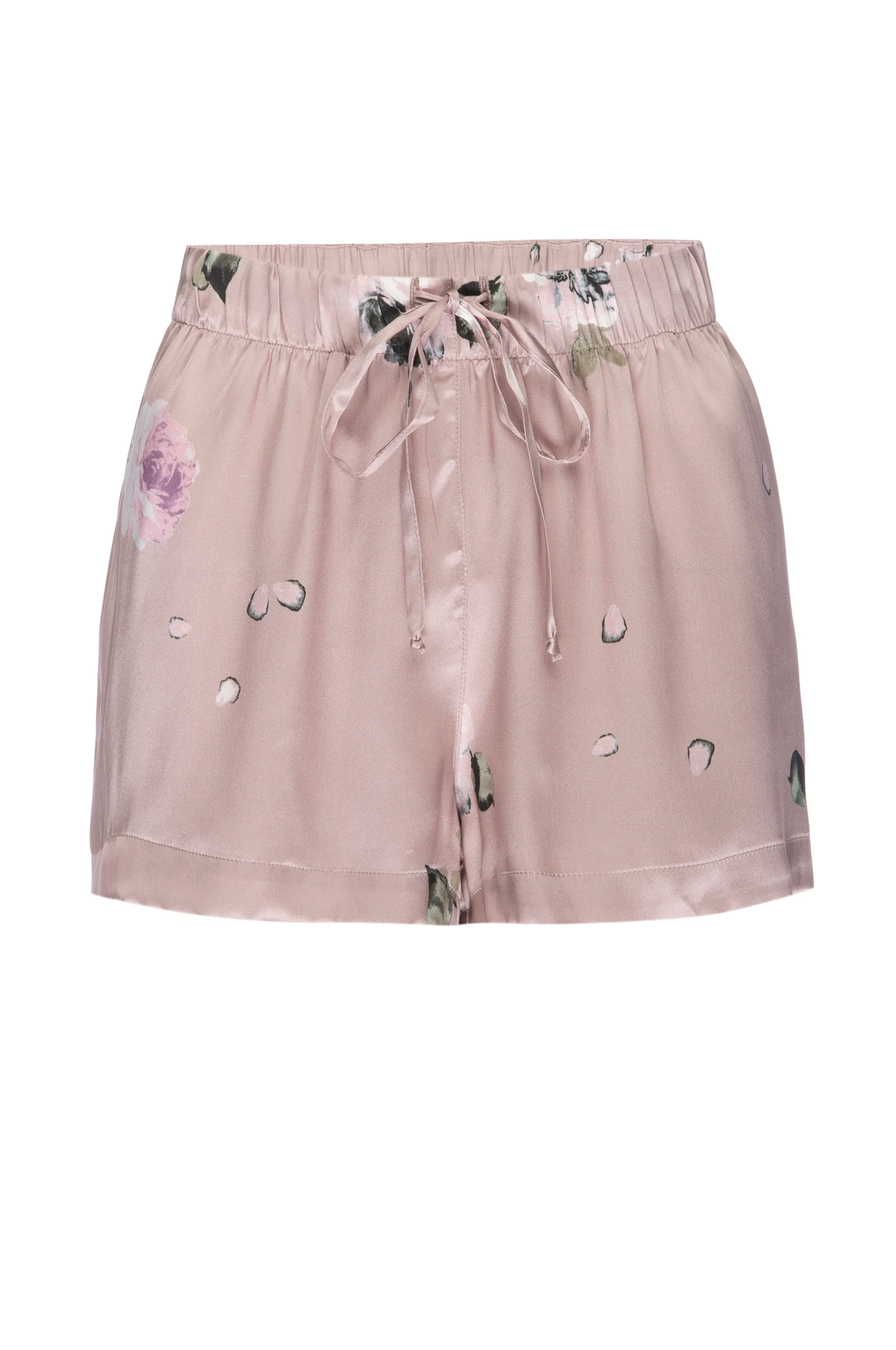 Silk Charmeuse PJ Shorts: Champagne Floral Print