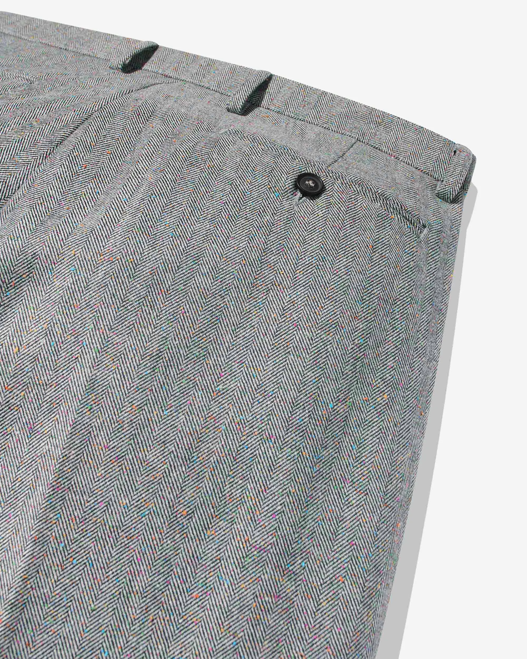 Single-Pleat Herringbone Donegal Trousers