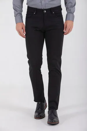 Slim Fit Low Waist Cotton Blend Black Casual Pants