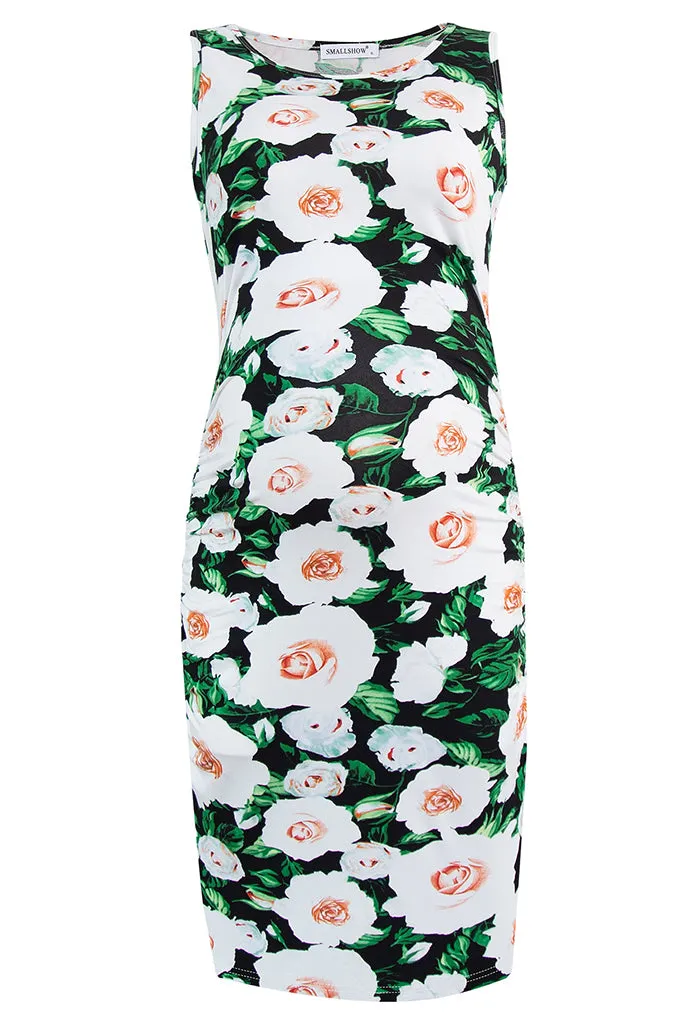 Smallshow Sleeveless Floral Bodycon Maternity Dress