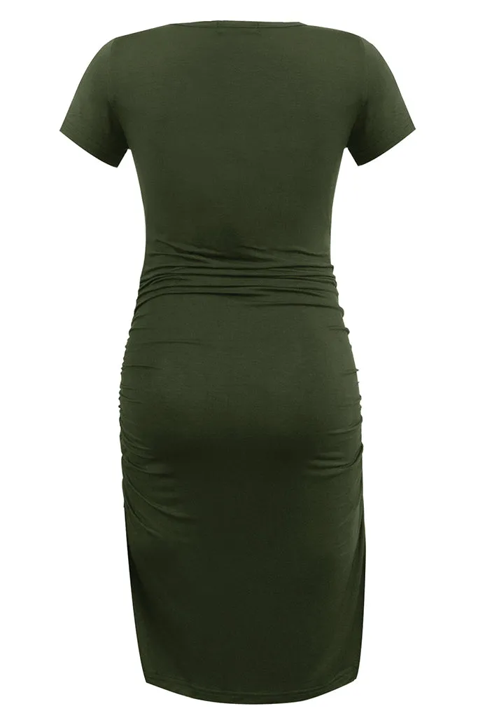 Smallshow Summer Ruched Bodycon Maternity Dress