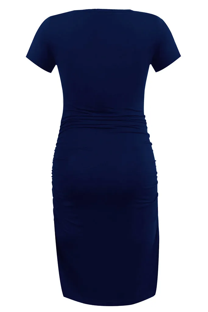 Smallshow Summer Ruched Bodycon Maternity Dress