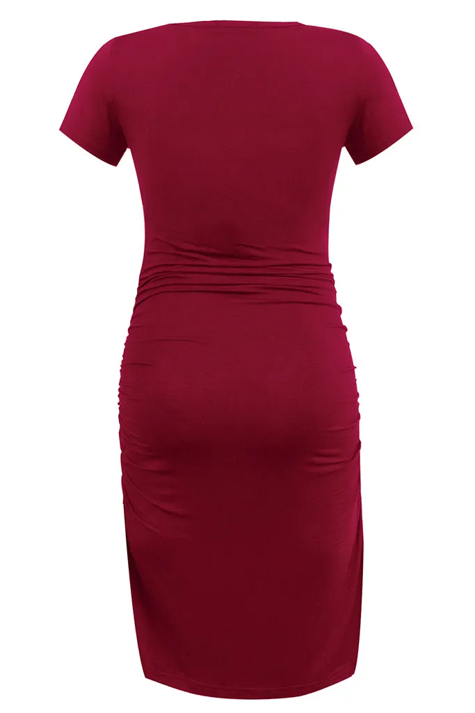 Smallshow Summer Ruched Bodycon Maternity Dress