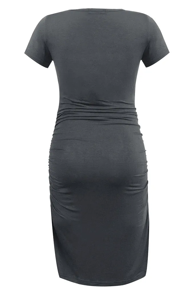 Smallshow Summer Ruched Bodycon Maternity Dress