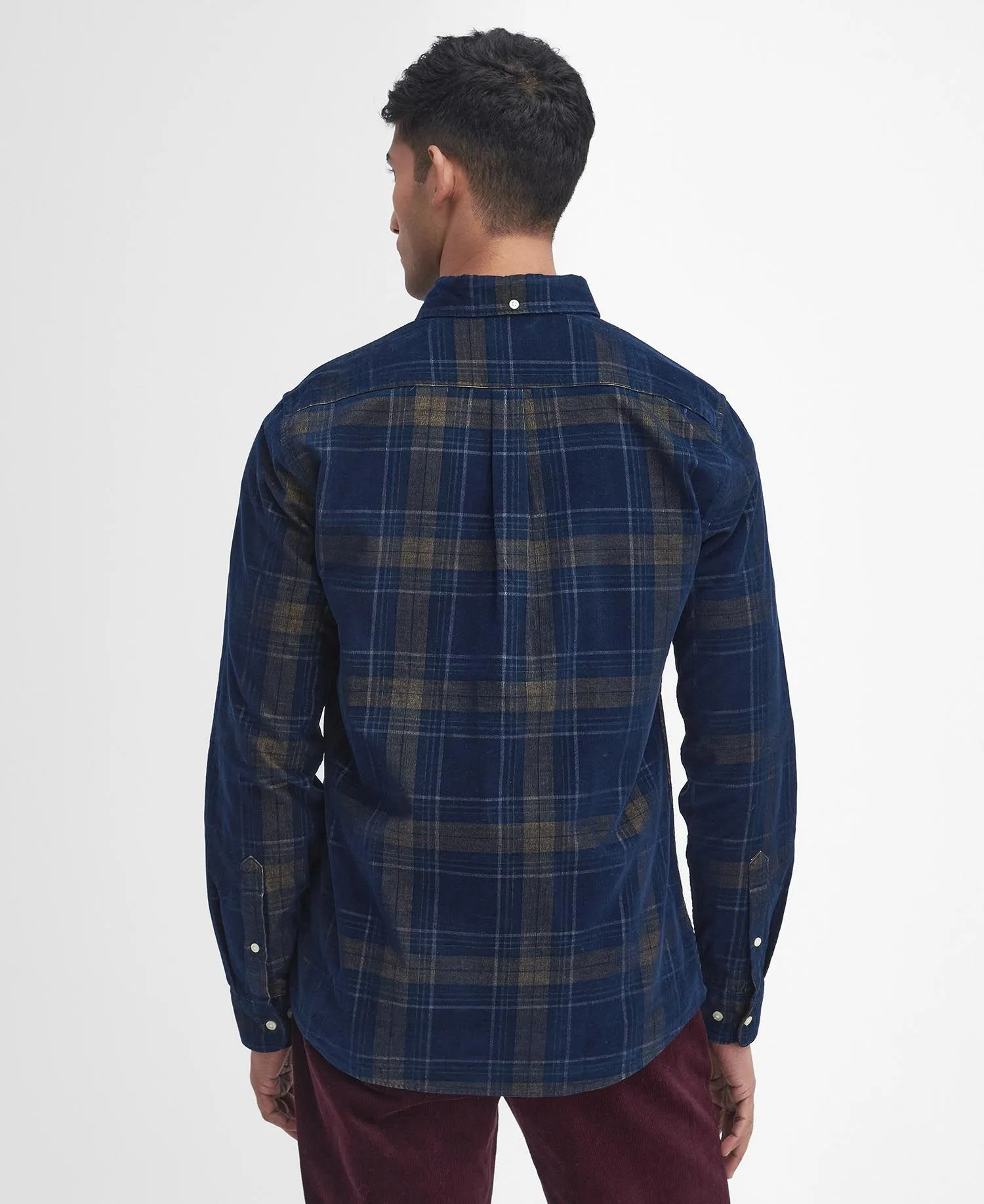 Southfield Tailored Checked Cord Shirt - Inky Blue