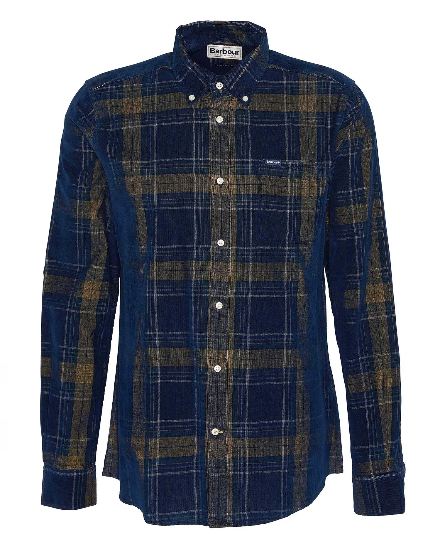 Southfield Tailored Checked Cord Shirt - Inky Blue