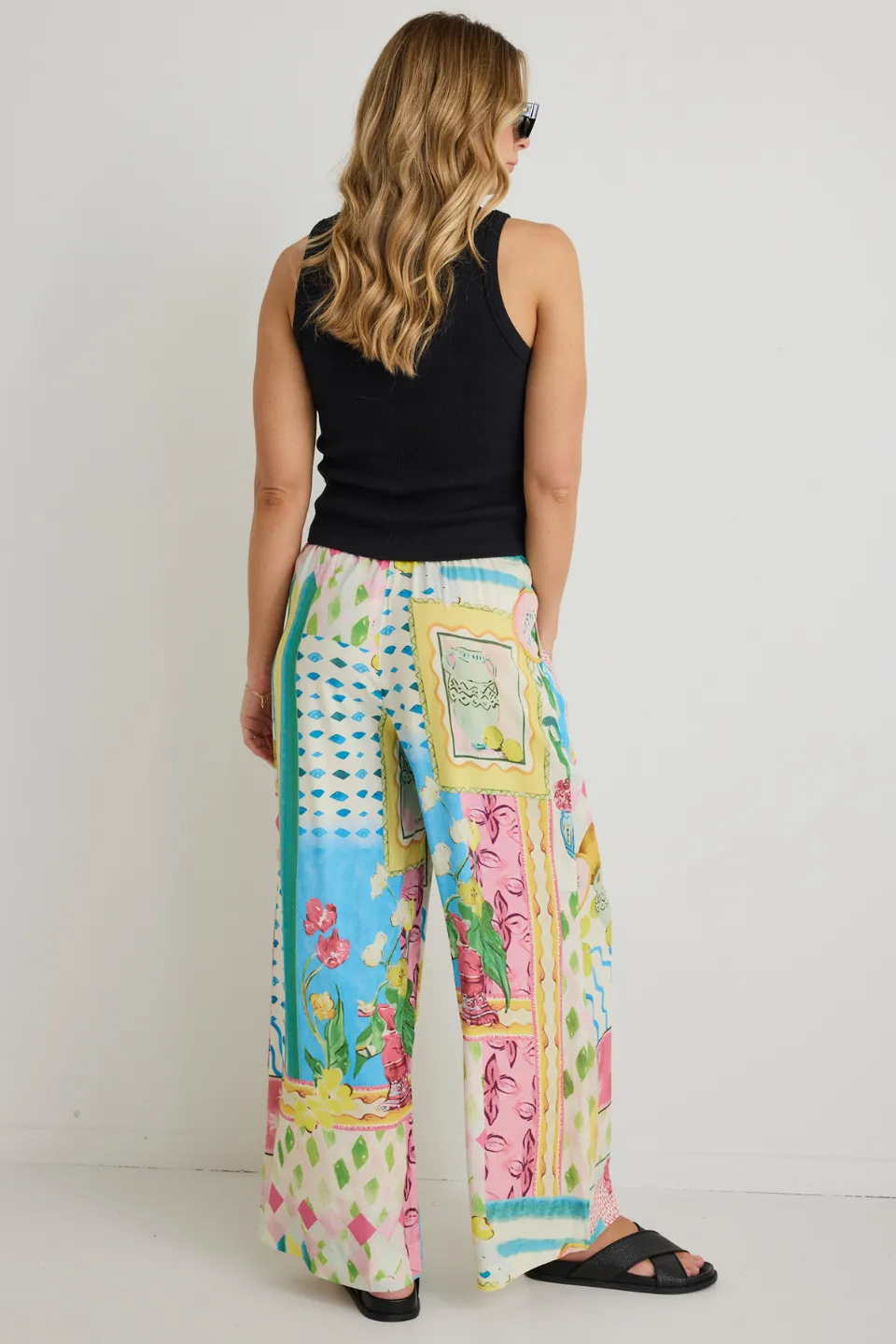 Speculate Pink Holiday Print Wide Leg Pants