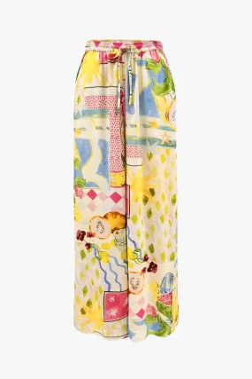 Speculate Pink Holiday Print Wide Leg Pants