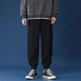 Straight Leg Corduroy Black Jogger Pants