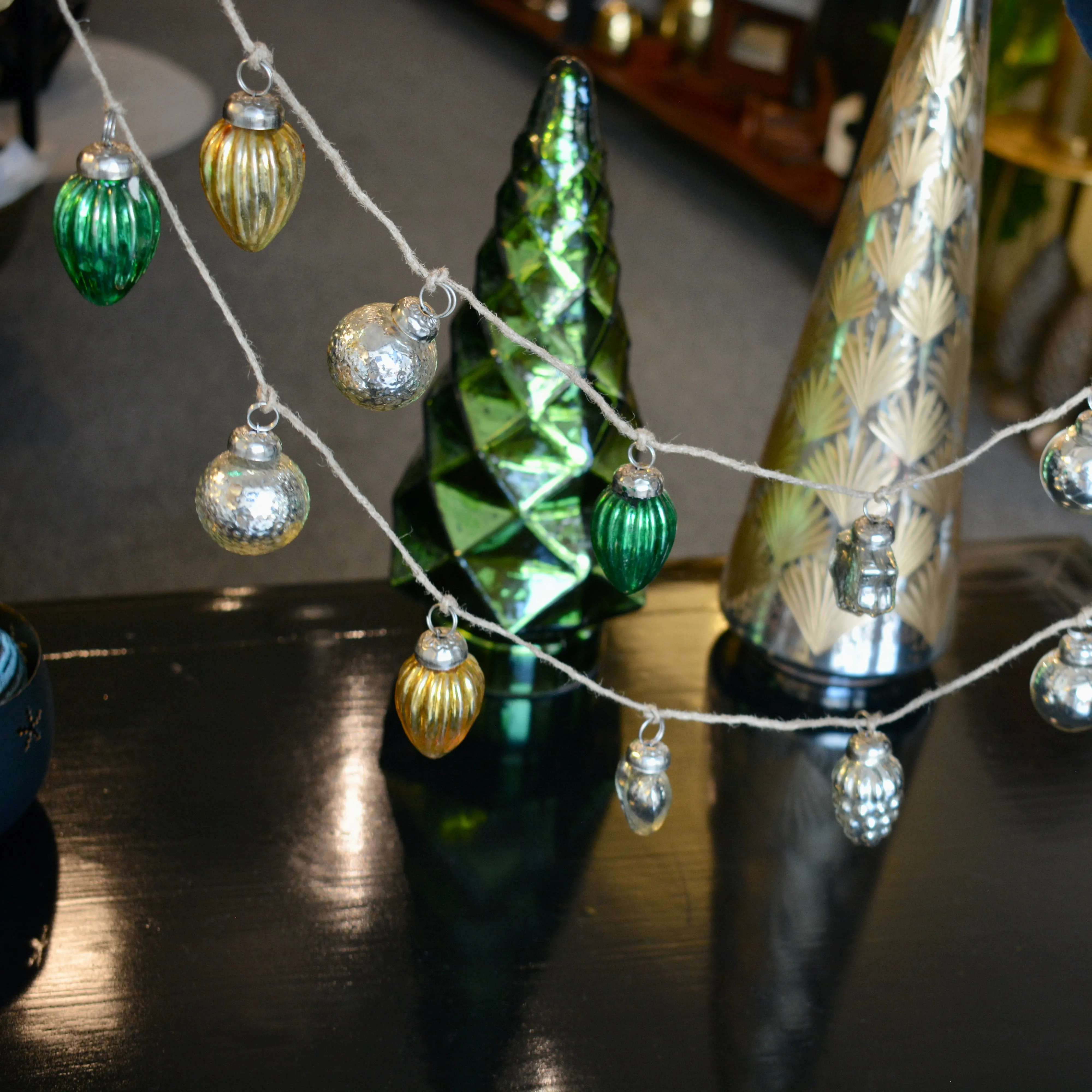 String of Christmas Indian Glass Baubles