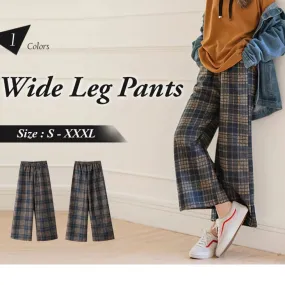 TARTAN CHECKED WIDE LEG PANTS