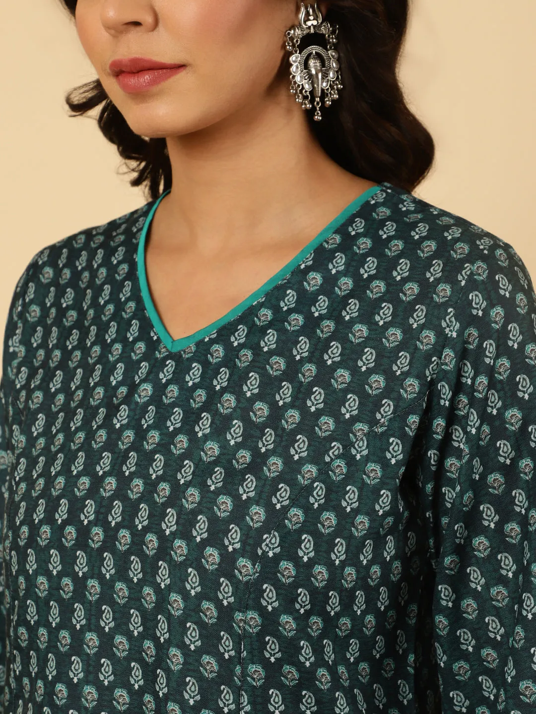 TEAL EMBROIDERED PAKISTANI KURTA WITH PANTS AND DUPATTA