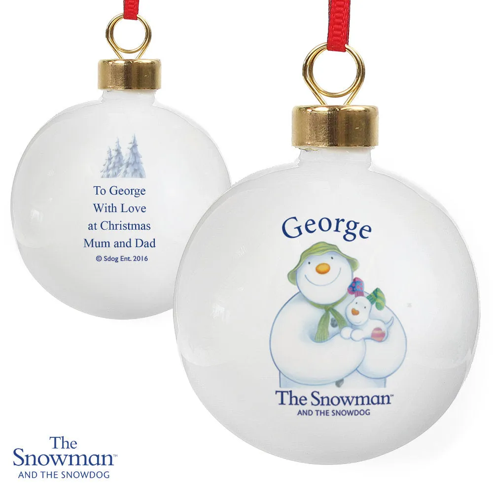 The Snowman & The Snowdog - Personalised Christmas Bauble