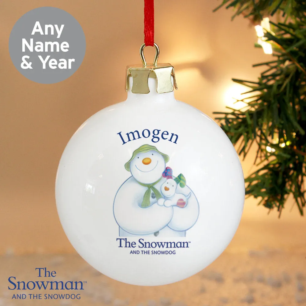 The Snowman & The Snowdog - Personalised Christmas Bauble