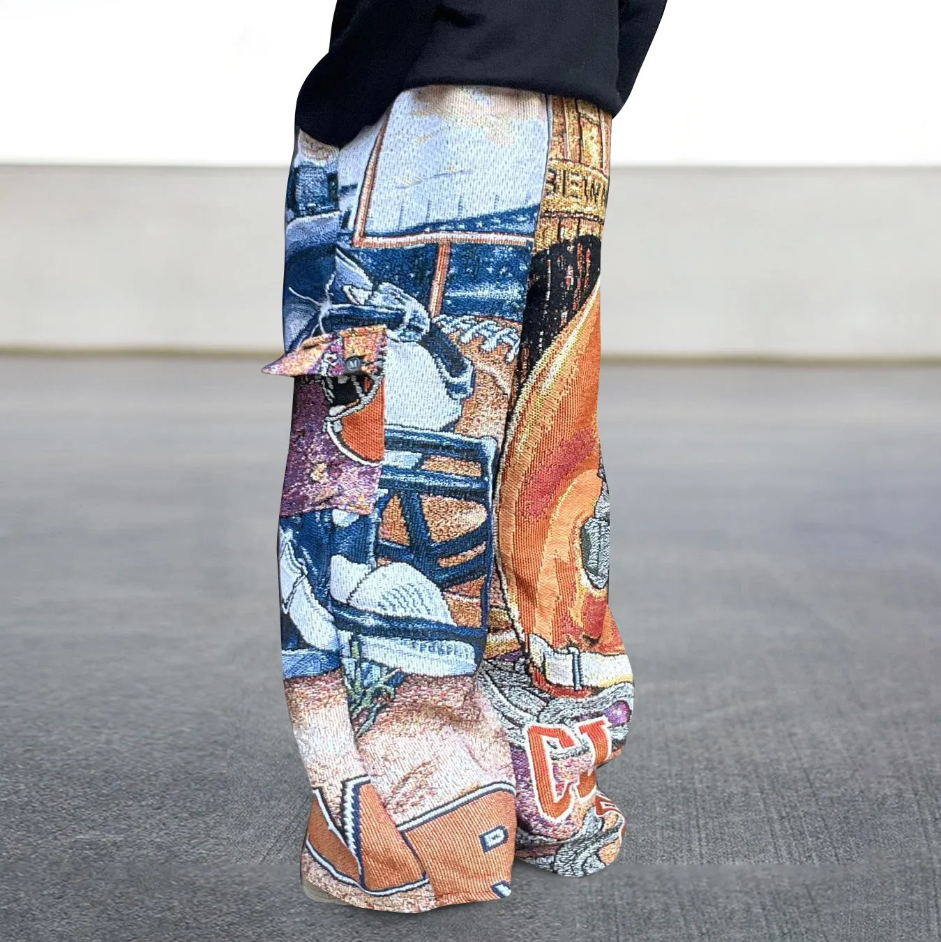 Trendy casual printed street tapestry trousers