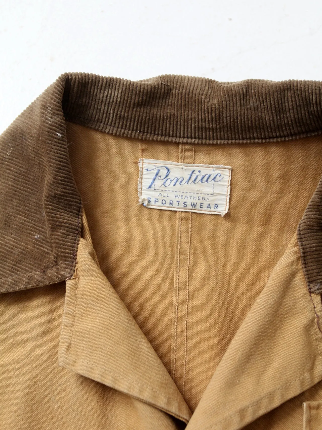 vintage 30s Pontiac Sportswear canvas hunting coat