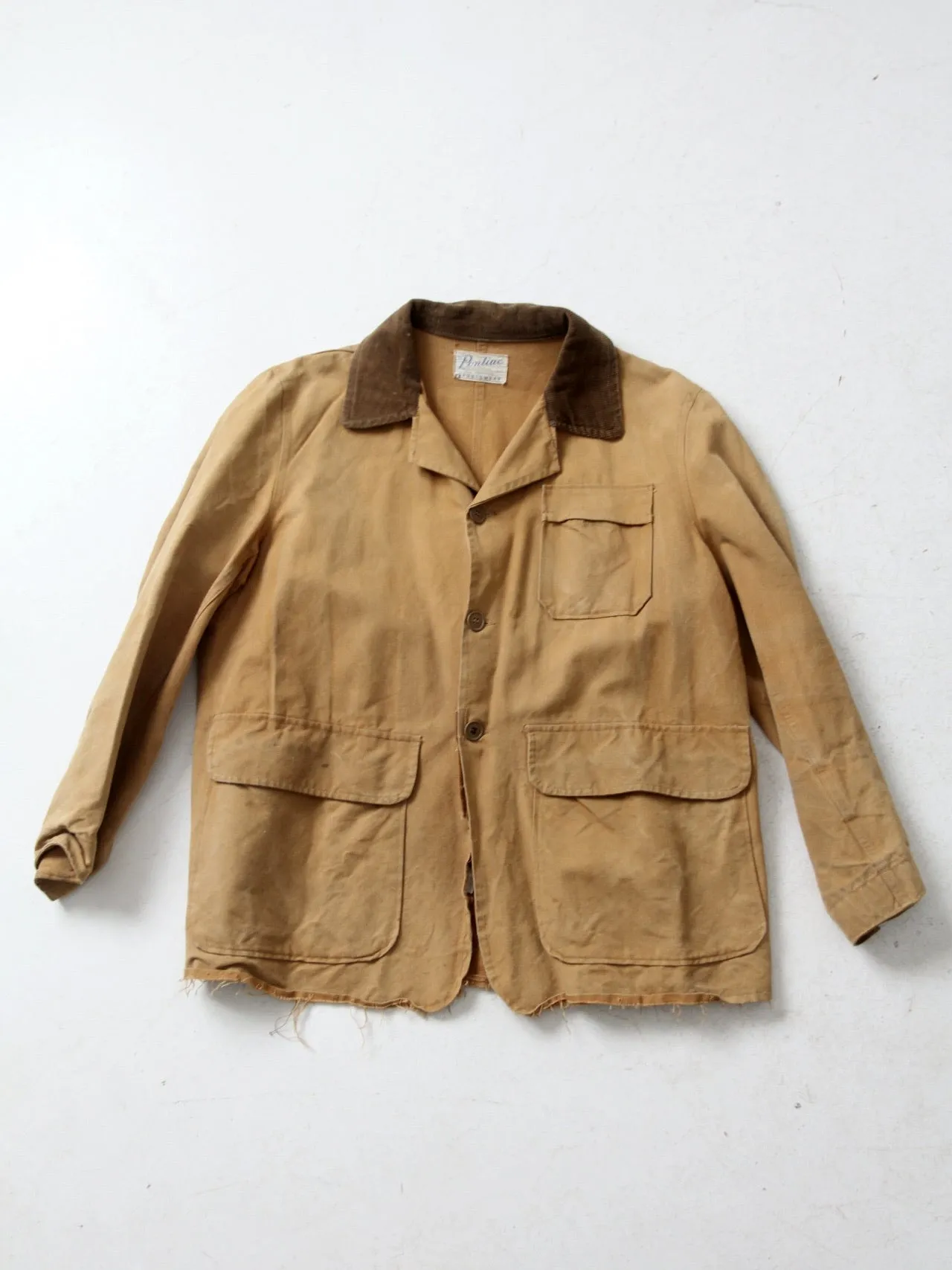 vintage 30s Pontiac Sportswear canvas hunting coat