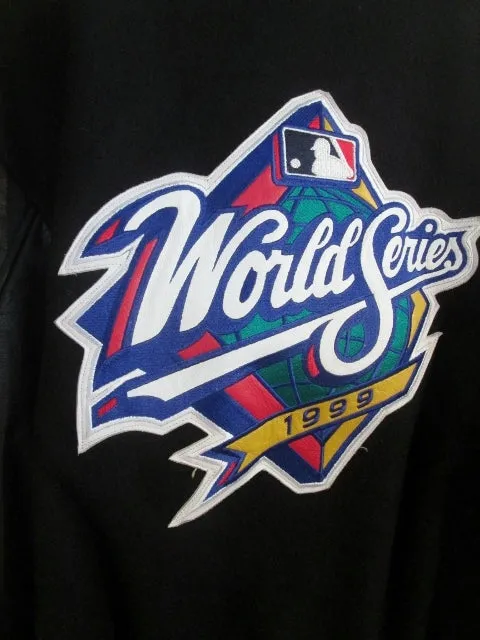 Vtg Mens WORLD SERIES 1999 Baseball VARSITY LETTERMAN JACKET Coat BLACK XL