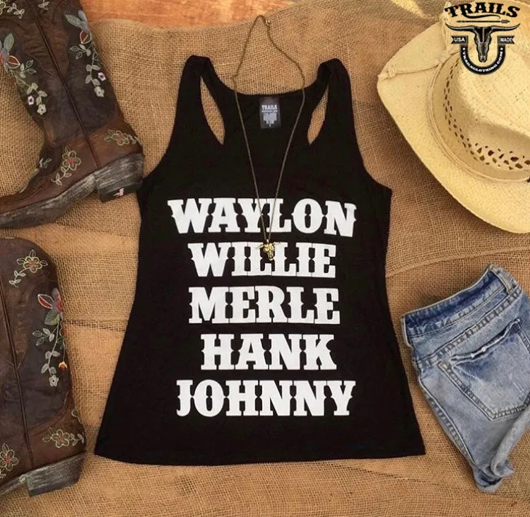 WAYLON WILLIE MERLE HANK JOHNNY TANK TOP