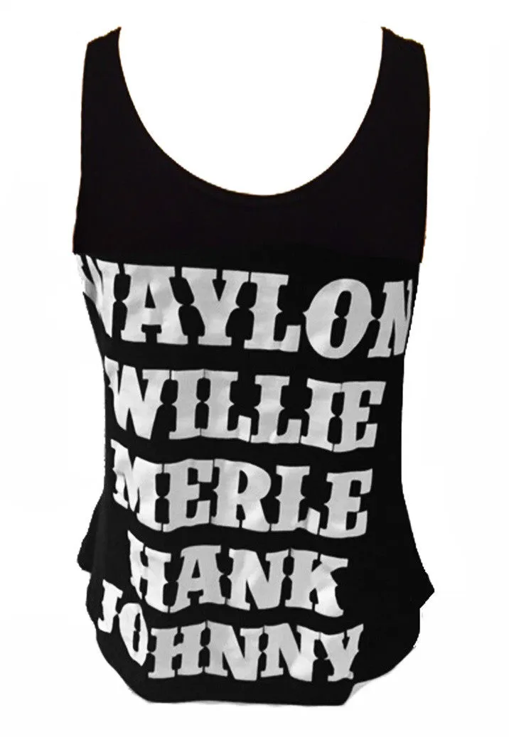 WAYLON WILLIE MERLE HANK JOHNNY TANK TOP