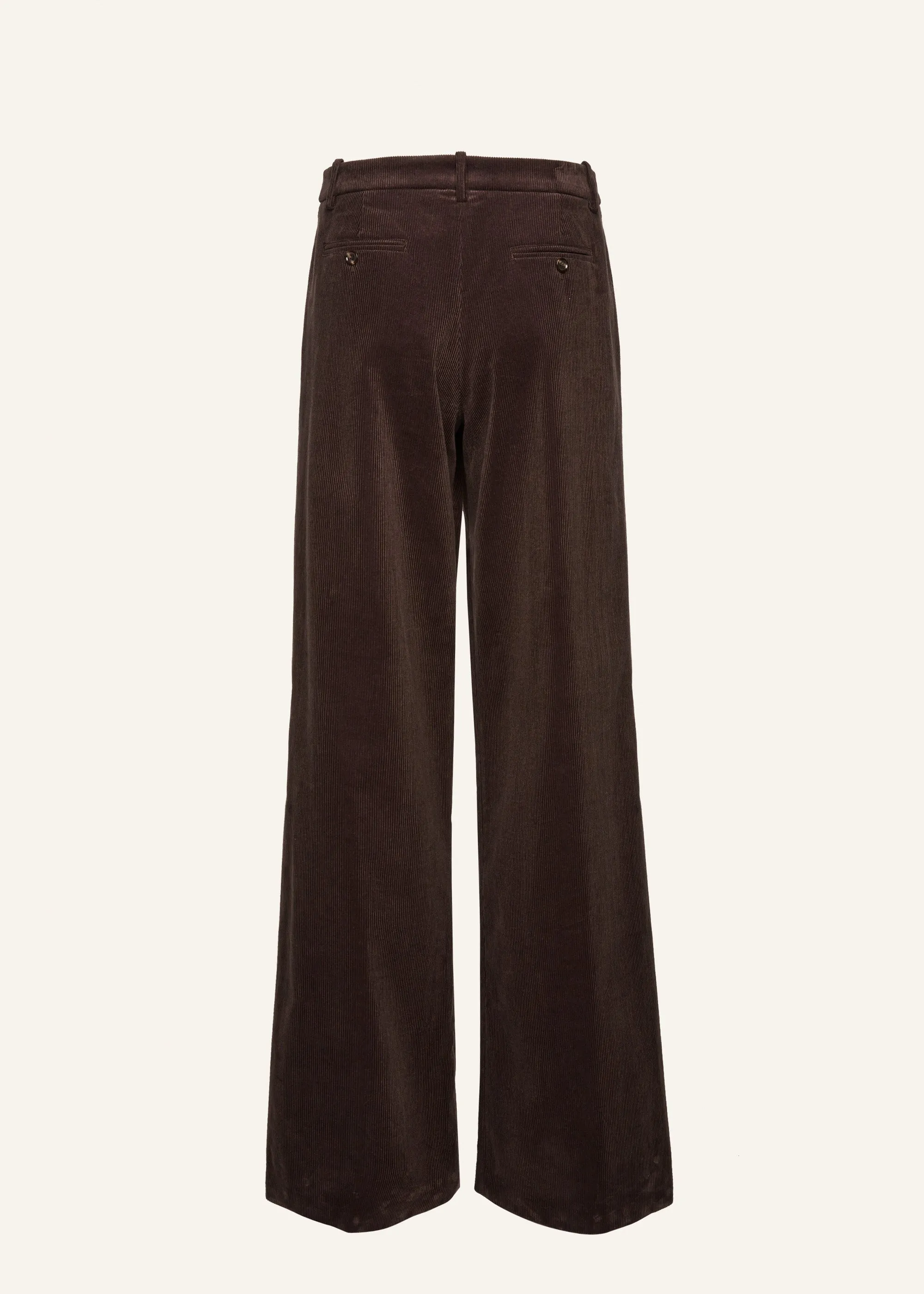 Wide-leg tailored corduroy pants in brown