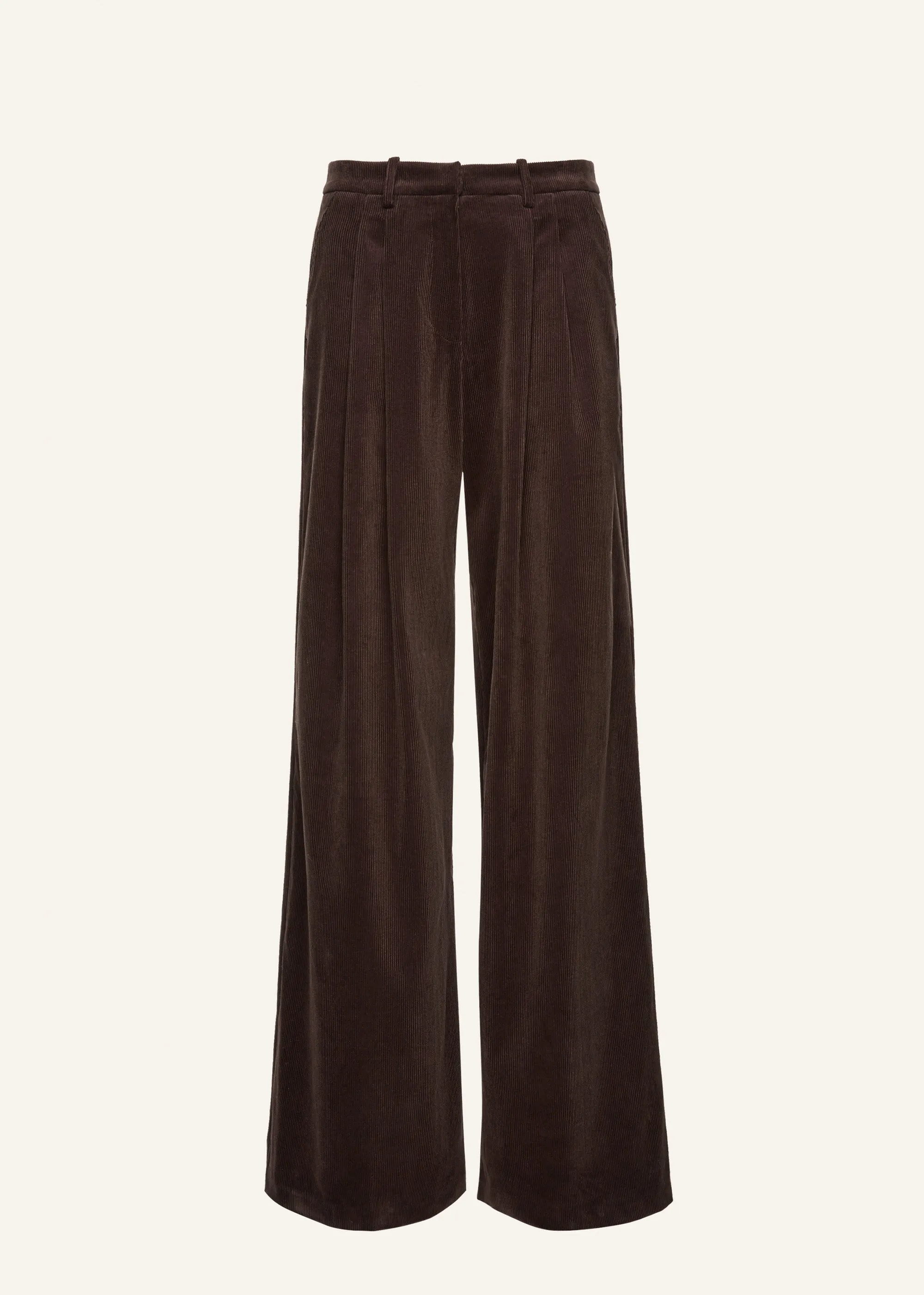 Wide-leg tailored corduroy pants in brown