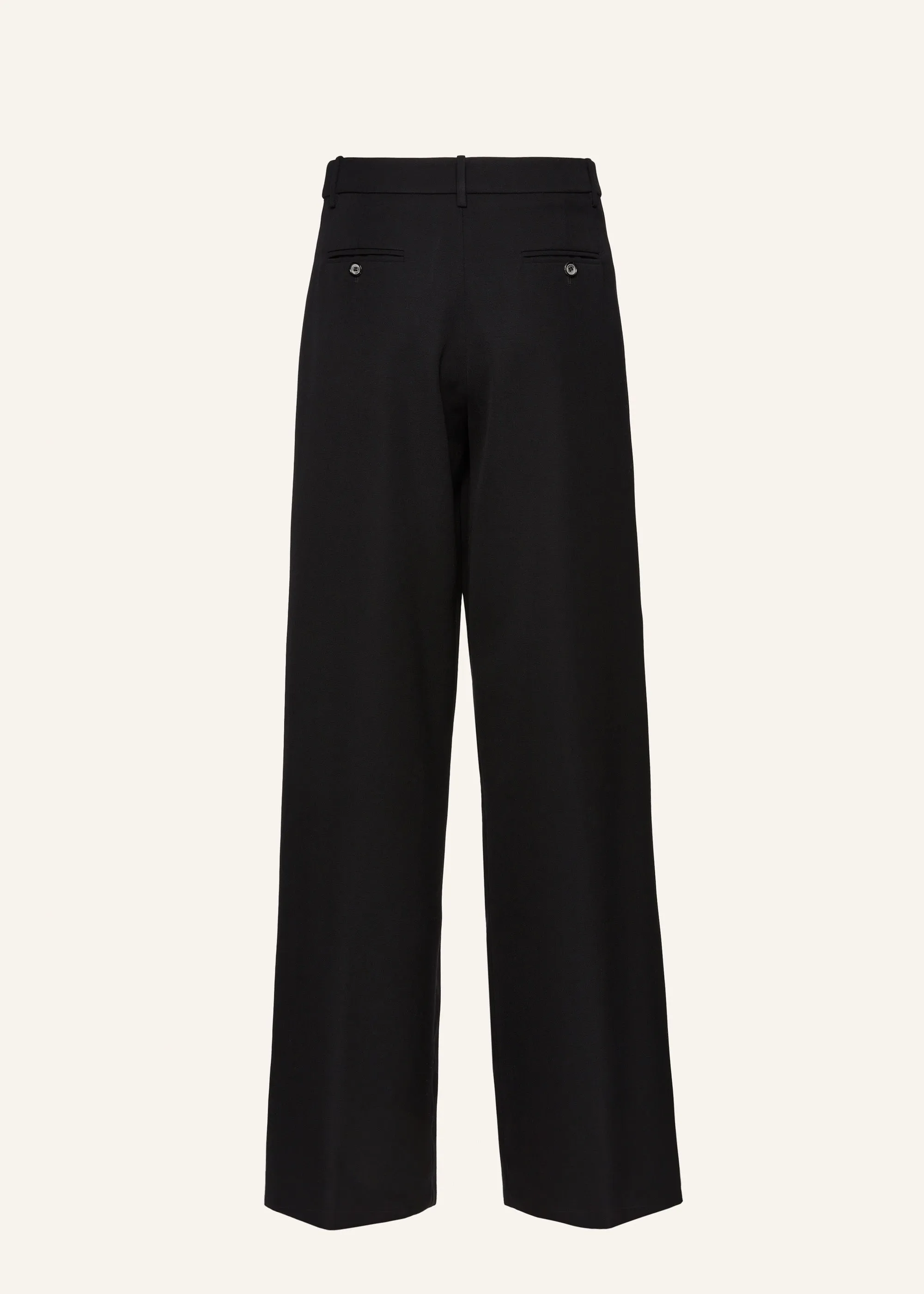 Wide-leg tailored wool pants in black