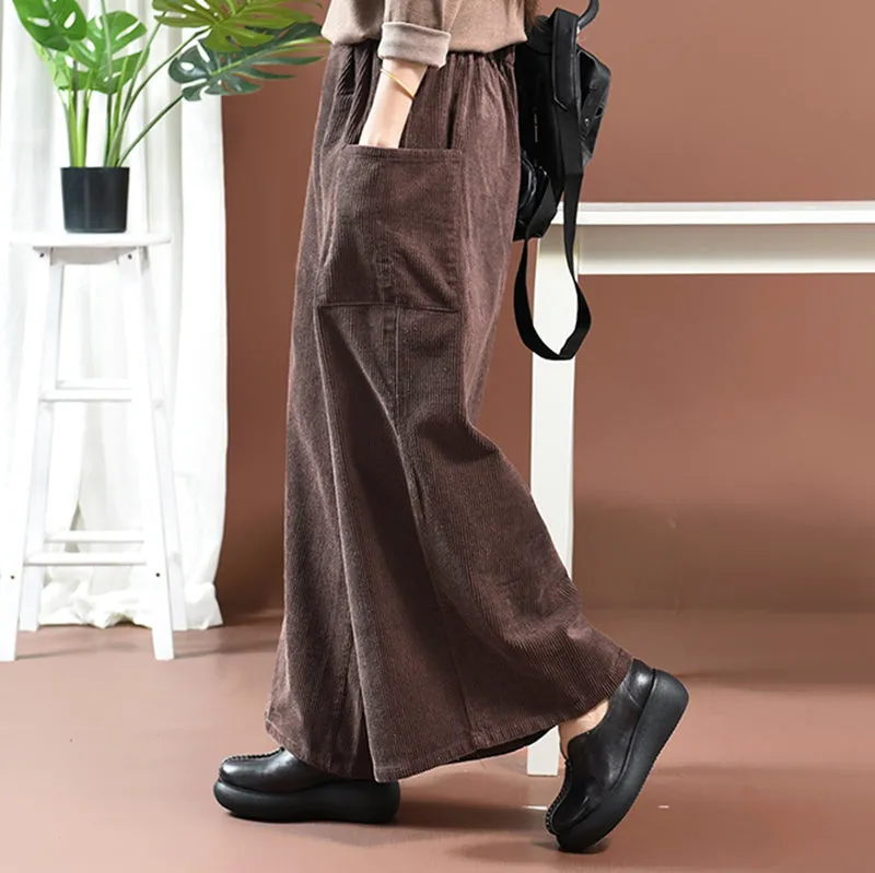 Women Loose Corduroy Wide Legs Pants